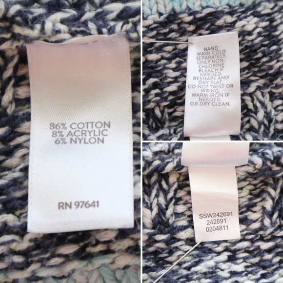 J Jill Size M Mixed Knit Top Heather Stripe Pullover Blue Gray - Picture 8 of 8